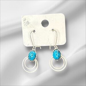 Silver and Turquoise Western Style Drop‎ Earrings